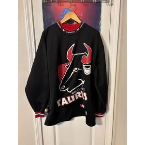 Wicked Black Taurus Zodiac Graphic Sweatshirt Men's Big 90s
